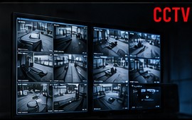 Multiple CCTV monitoring screens