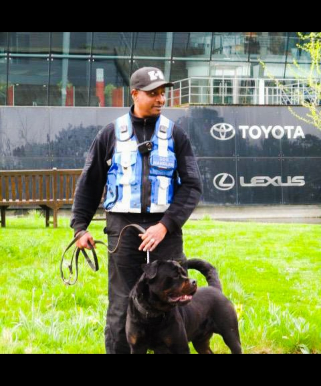 Secure9 security dog handler with working dog